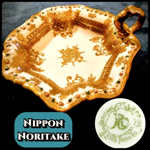 Noritake Other - Antique Noritake Nippon Hand Painted Handled Nappy Bowl Early 1900s